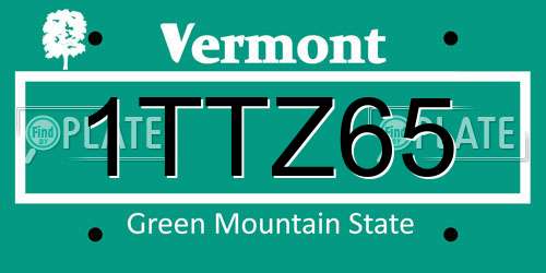 1TTZ65 Vermont License Plate