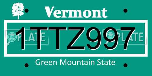 1TTZ997 Vermont License Plate