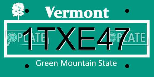 1TXE47 Vermont License Plate