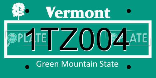 1TZ004 Vermont License Plate