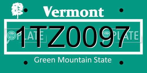 1TZ0097 Vermont License Plate