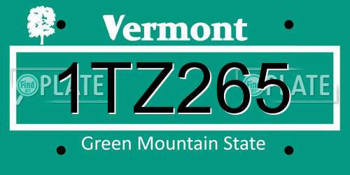 1TZ265 Vermont License Plate
