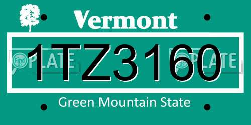 1TZ3160 Vermont License Plate
