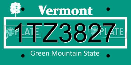 1TZ3827 Vermont License Plate