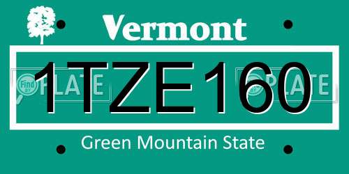 1TZE160 Vermont License Plate