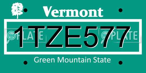 1TZE577 Vermont License Plate