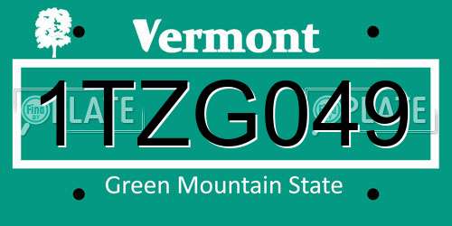 1TZG049 Vermont License Plate