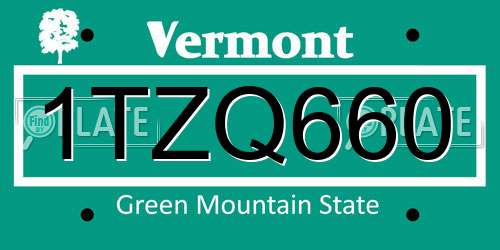 1TZQ660 Vermont License Plate