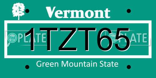1TZT65 Vermont License Plate