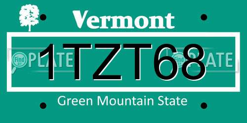 1TZT68 Vermont License Plate