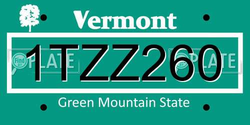 1TZZ260 Vermont License Plate