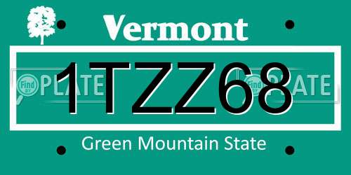 1TZZ68 Vermont License Plate