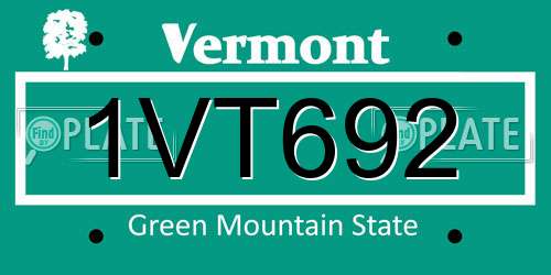 1VT692 Vermont License Plate