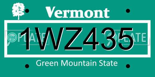 1WZ435 Vermont License Plate