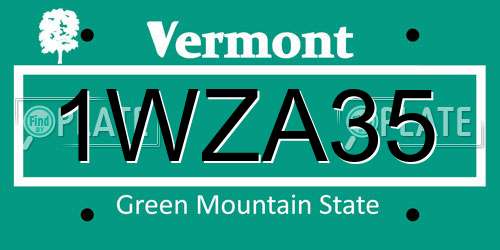 1WZA35 Vermont License Plate