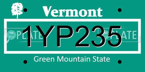 1YP235 Vermont License Plate