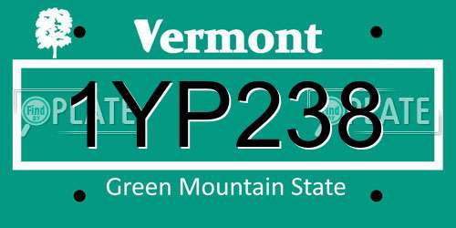1YP238 Vermont License Plate