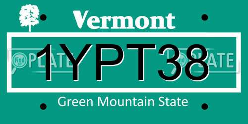 1YPT38 Vermont License Plate