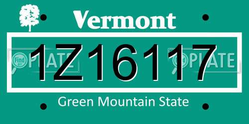 1Z16117 Vermont License Plate