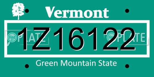 1Z16122 Vermont License Plate