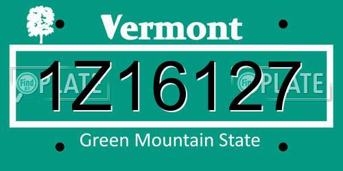 1Z16127 Vermont License Plate