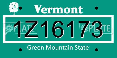 1Z16173 Vermont License Plate