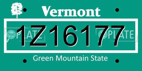 1Z16177 Vermont License Plate
