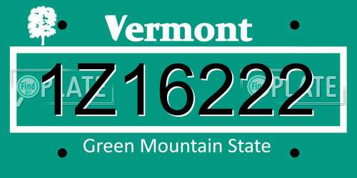 1Z16222 Vermont License Plate