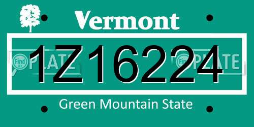 1Z16224 Vermont License Plate