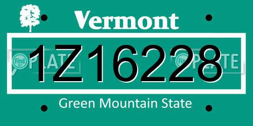 1Z16228 Vermont License Plate