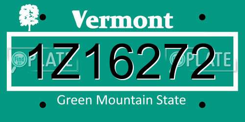 1Z16272 Vermont License Plate