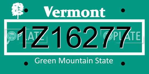 1Z16277 Vermont License Plate