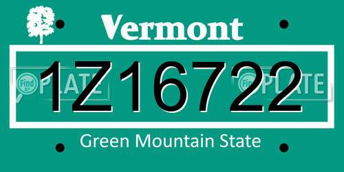 1Z16722 Vermont License Plate