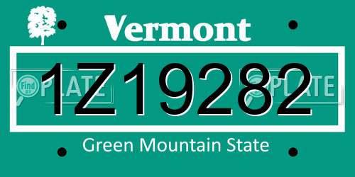 1Z19282 Vermont License Plate
