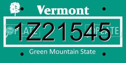 1Z21545 Vermont License Plate