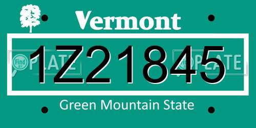 1Z21845 Vermont License Plate