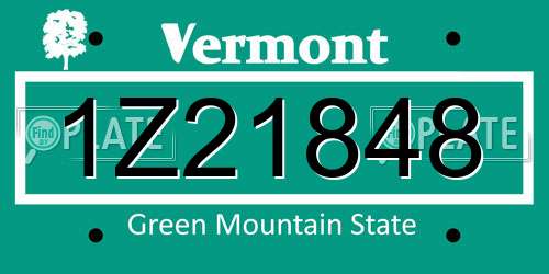 1Z21848 Vermont License Plate