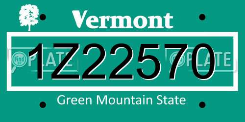 1Z22570 Vermont License Plate