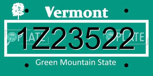 1Z23522 Vermont License Plate
