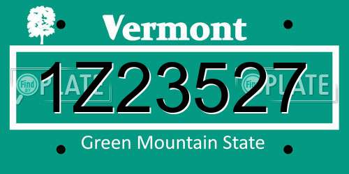 1Z23527 Vermont License Plate