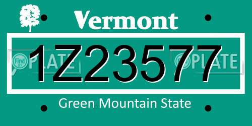 1Z23577 Vermont License Plate