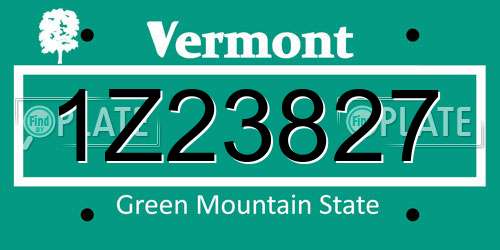 1Z23827 Vermont License Plate