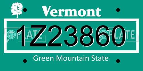 1Z23860 Vermont License Plate