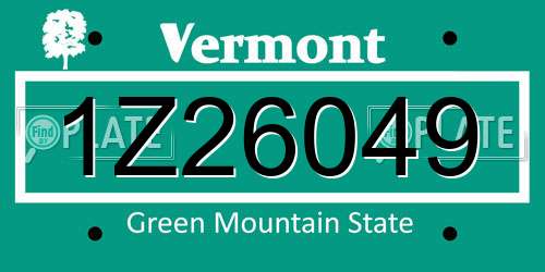 1Z26049 Vermont License Plate