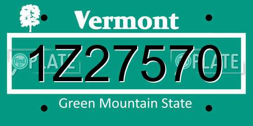 1Z27570 Vermont License Plate