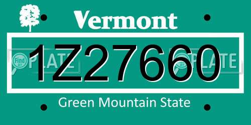1Z27660 Vermont License Plate