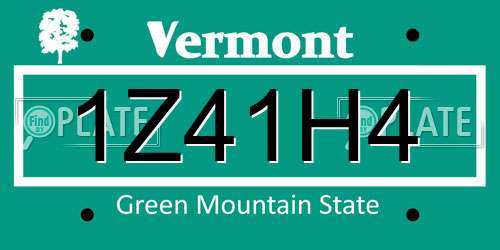 1Z41H4 Vermont License Plate