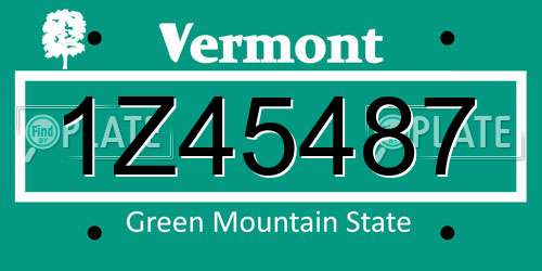 1Z45487 Vermont License Plate