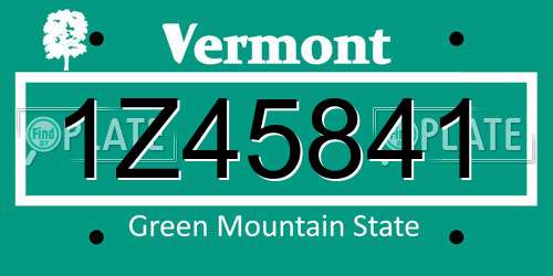 1Z45841 Vermont License Plate