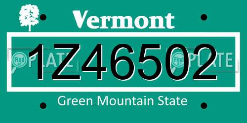 1Z46502 Vermont License Plate
